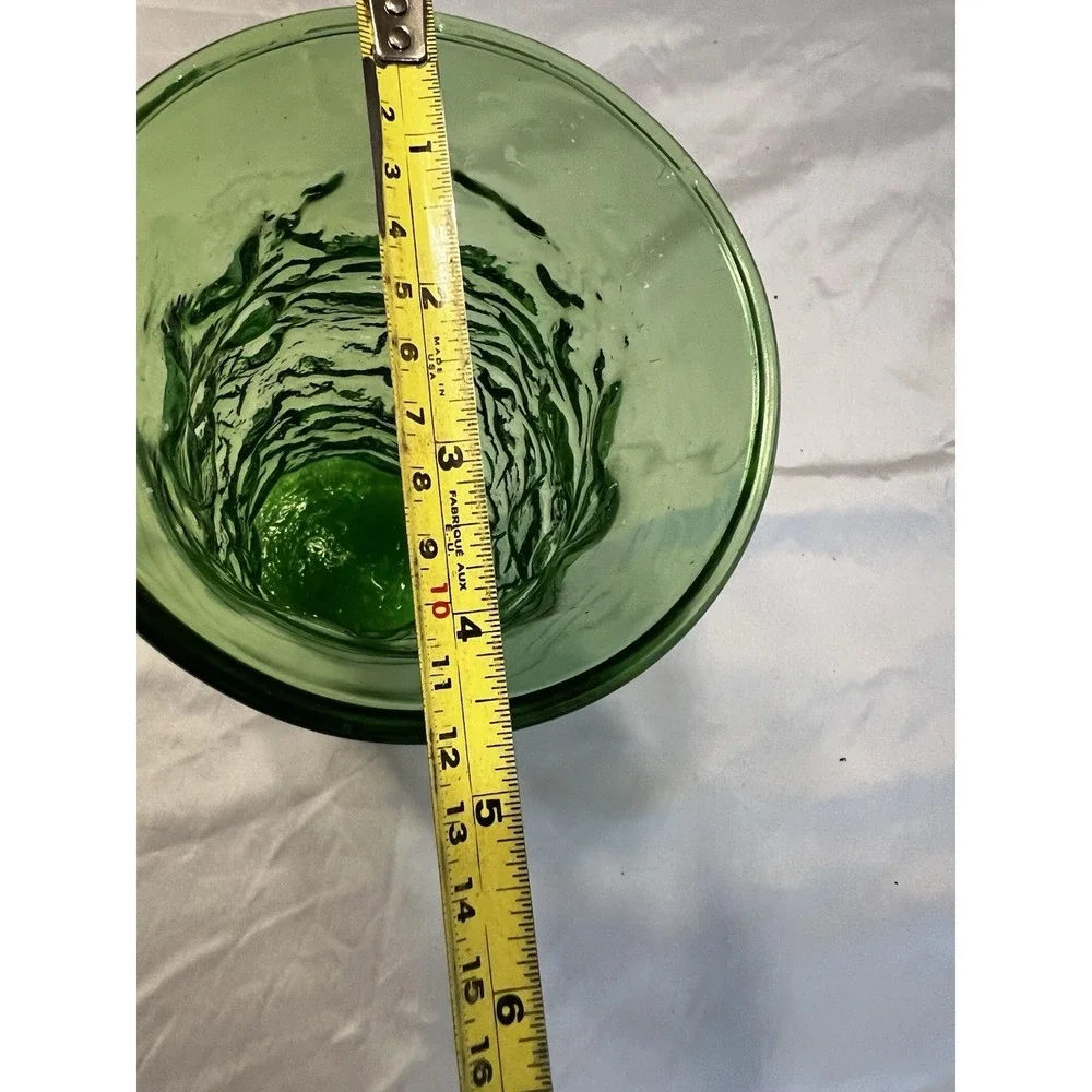 Vintage Emerald Green Textured Bark‎ Glass Vase Mid Century Modern 9.5 Inch